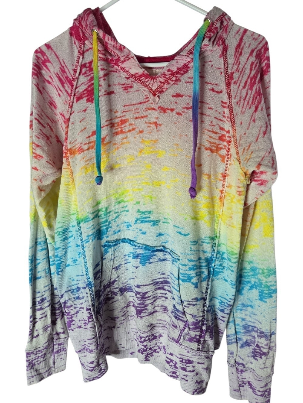 Rainbow Tie-Dye Pullover Hoodie - Multicolor
